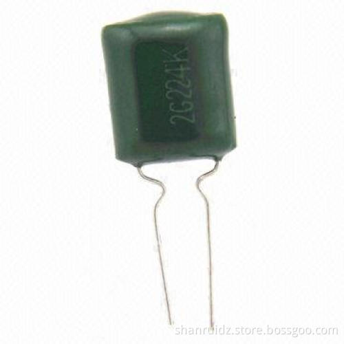 Polyester Film Capacitor with Small Dissipation Factor, High-stability and 5mm Pitch